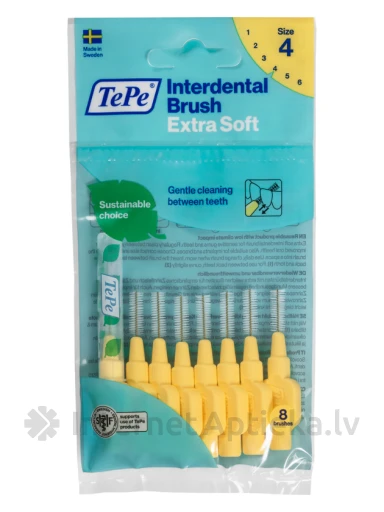 TePe Interdental Brush hambavaheharjad 0,7 mm, heledalt kollane, X-soft (eriti pehme), 8 tk | internetaptieka.lv