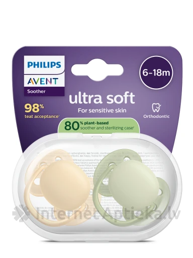 Philips Avent Ultra Soft Соска-пустышка 6-18 мес., 2 шт. | internetaptieka.lv