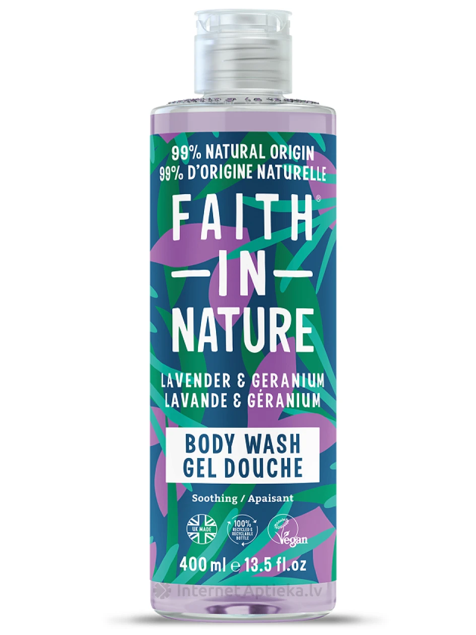FAITH IN NATURE Lavender & Geranium гель для душа, 400 мл | internetaptieka.lv