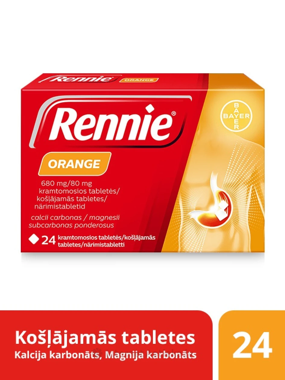 Rennie Orange 680 mg/80 mg, 24 таблеток | internetaptieka.lv