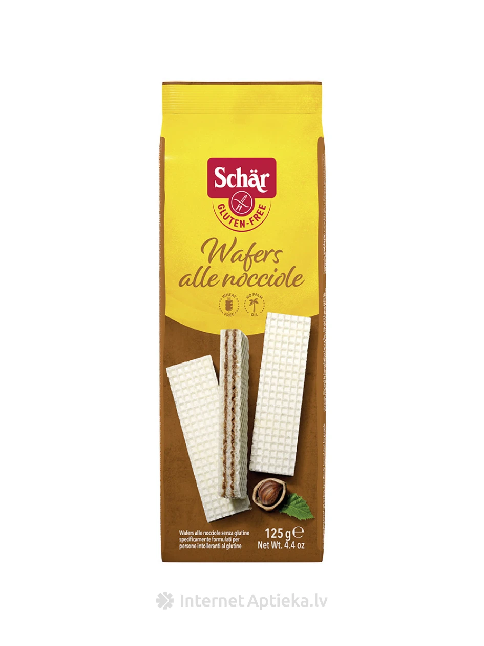 Schär Wafers alle nocciole безглютеновые вафли с кремом с добавлением лесных орехов, 125 г | internetaptieka.lv