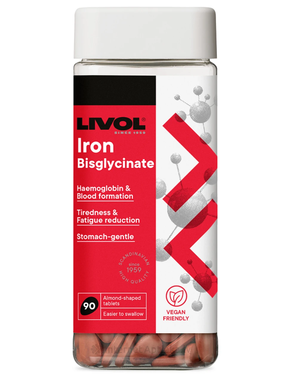 LIVOL Dzelzs bisglicināts, 90 tabletes | internetaptieka.lv