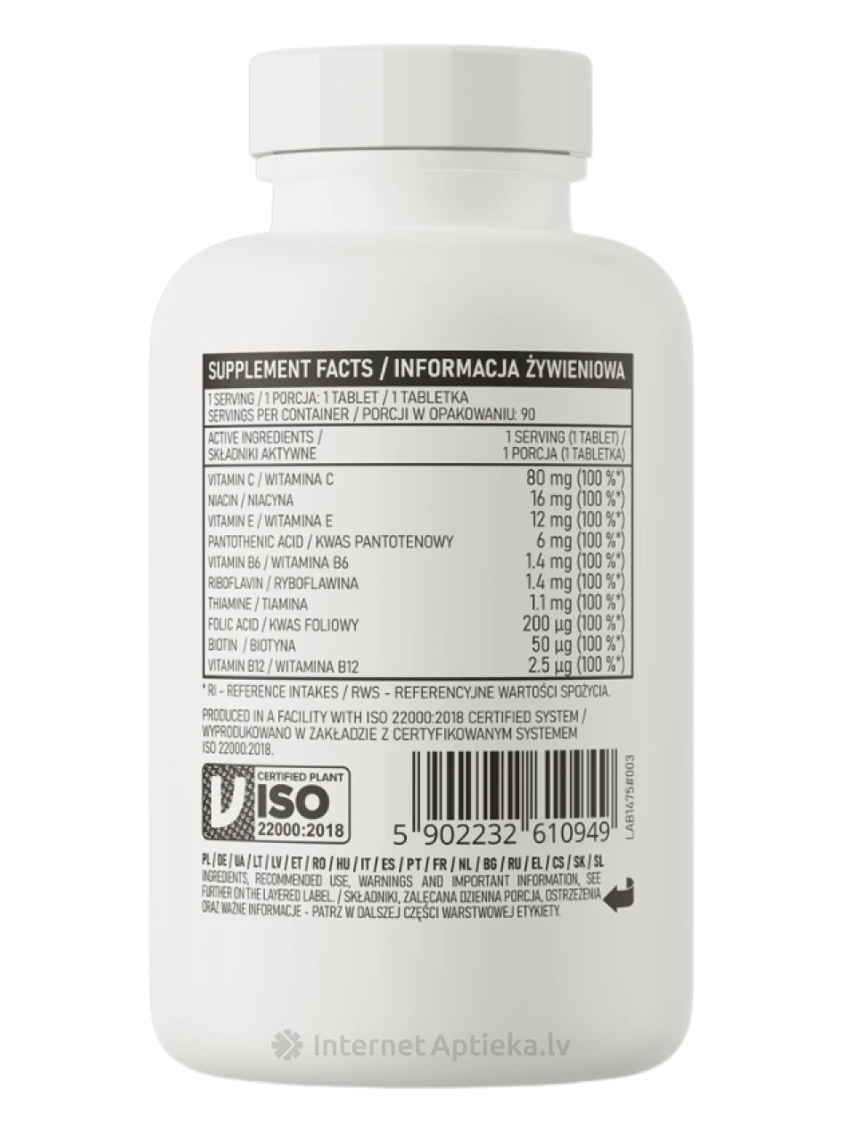 OstroVit Vitamin B Complex tabletes, 90 gb. | internetaptieka.lv