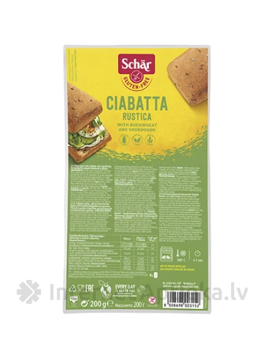 Schär Ciabatta Rustiche bezglutēna maize, 200 g | internetaptieka.lv