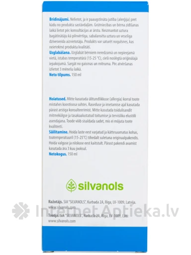 Silvanols GoRespiro palsam mustikamahlaga, 150 ml | internetaptieka.lv