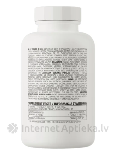 OstroVit Vitamin C 500 mg tabletes, 90 gb. | internetaptieka.lv