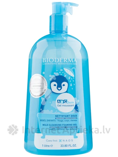 Bioderma ABCderm puhastus, vahutav geel beebidele ja lastele, 1 liiter | internetaptieka.lv