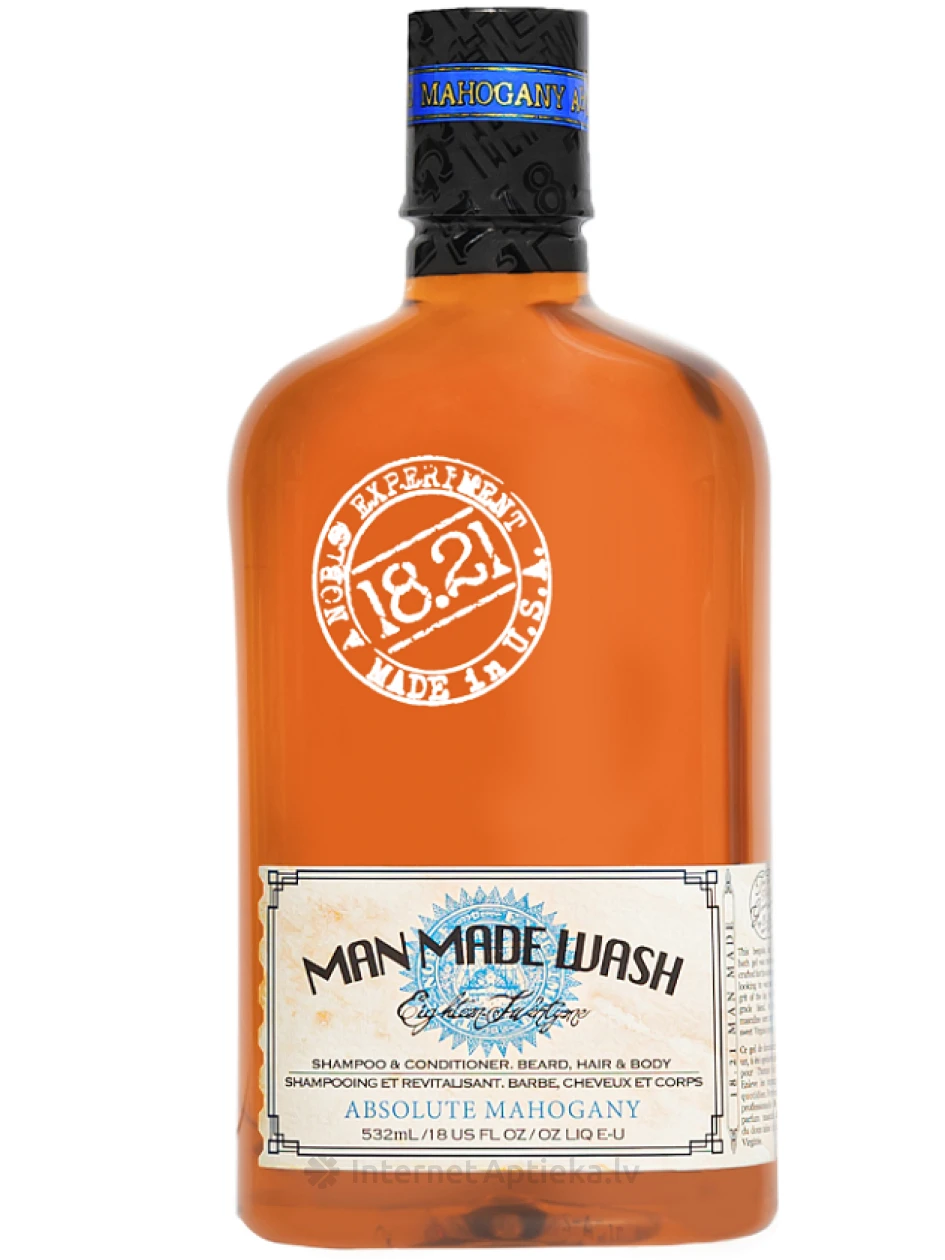 18.21 MAN MADE Trīs vienā dušas želeja ar mahagonija aromātu, 532 ml | internetaptieka.lv