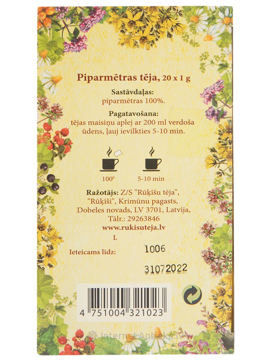 Rūķīšu Piparmētru tēja, 20 paciņas | internetaptieka.lv