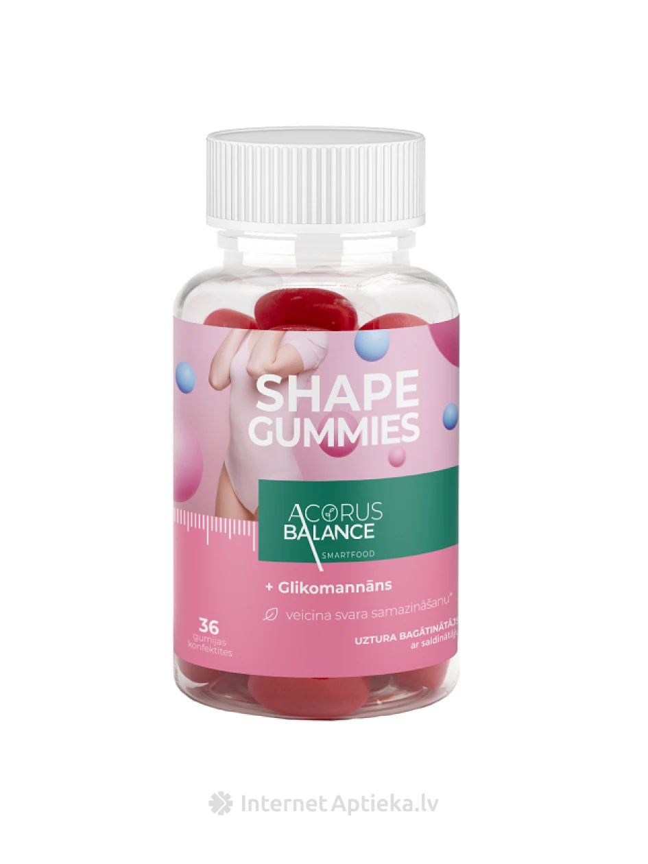 Acorus Balance Shape Gummies pastilas ar Glikomannānu, 36 gb. | internetaptieka.lv