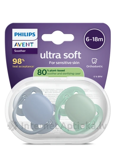 Philips Avent Ultra Soft Соска-пустышка 6-18 месяцев, 2 шт. | internetaptieka.lv