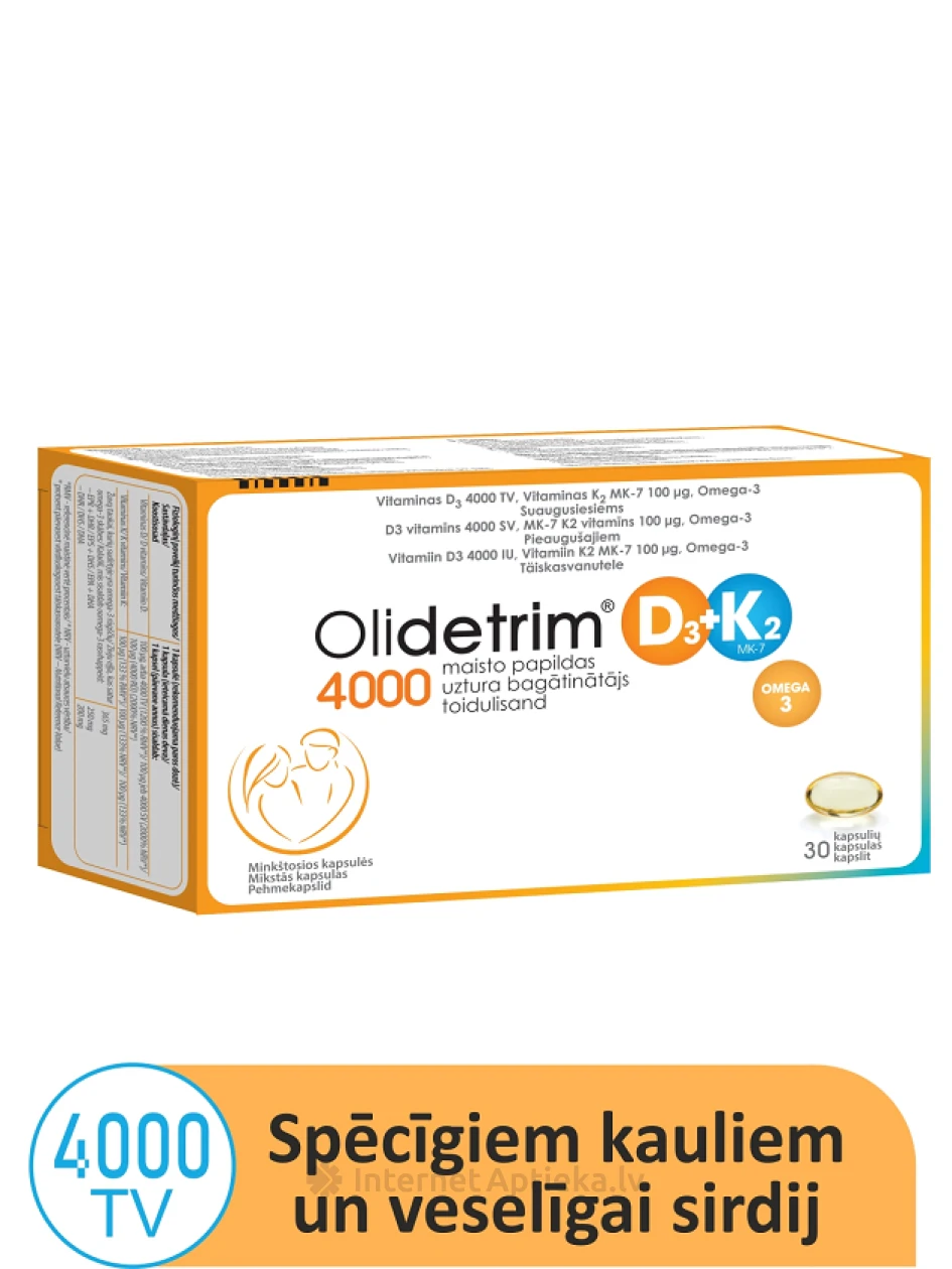 Olidetrim 4000 D3 + K2 Omega-3, 30 kapsulas | internetaptieka.lv