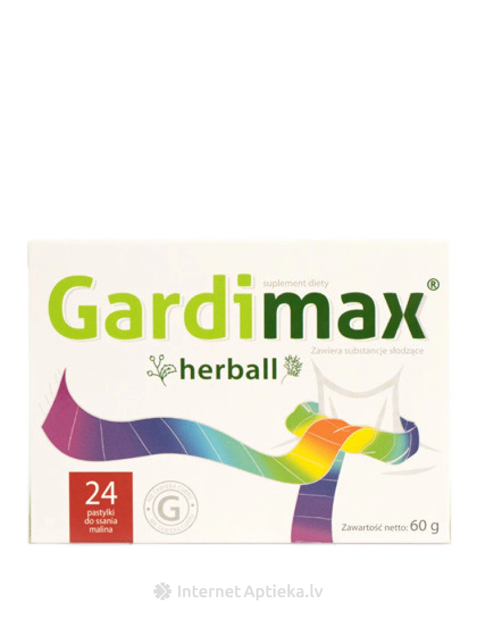 Gardimax Herball пастилки со вкусом малины, без сахара, 24 пастилки | internetaptieka.lv