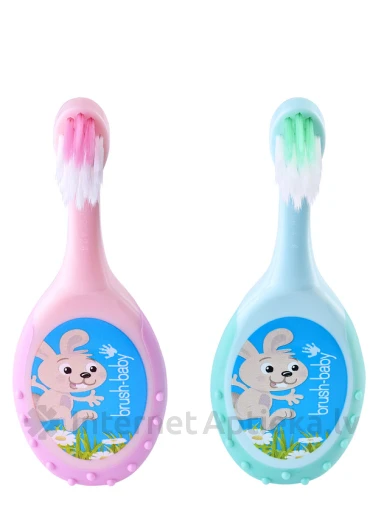 Brush-Baby Toothbrush Floshbrush 0-3 a (roheline+roosa), 2 tk. | internetaptieka.lv