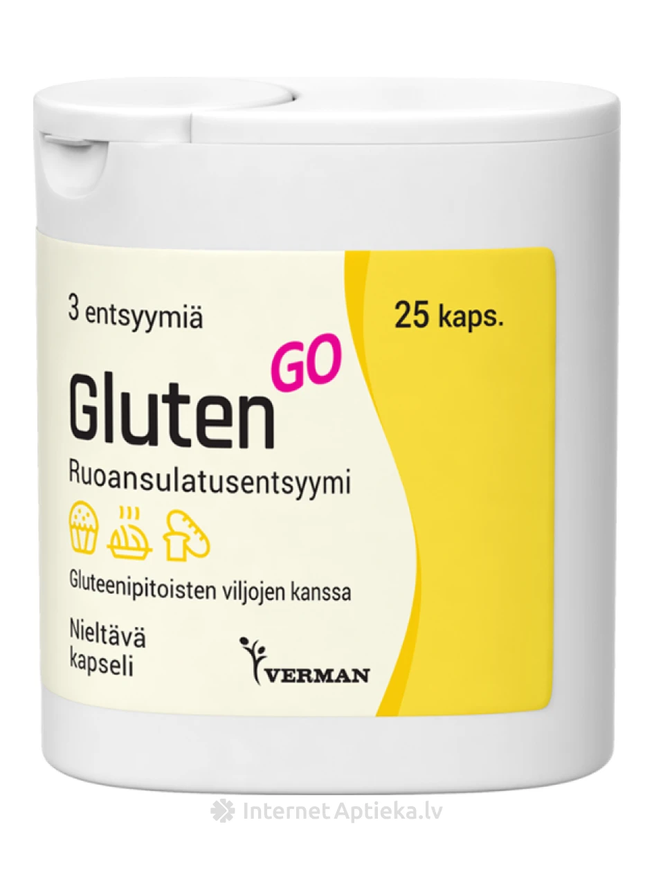 Verman Gluten GO, 25 капсул | internetaptieka.lv