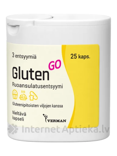 Verman Gluten GO, 25 капсул | internetaptieka.lv