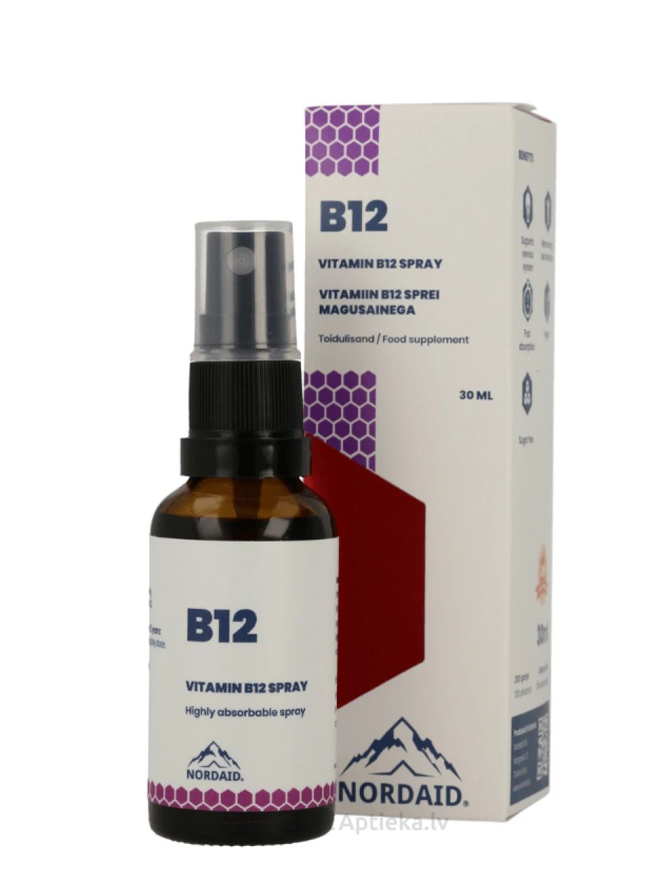 NORDAID Vitamīna B12 sprejs, 30 ml | internetaptieka.lv