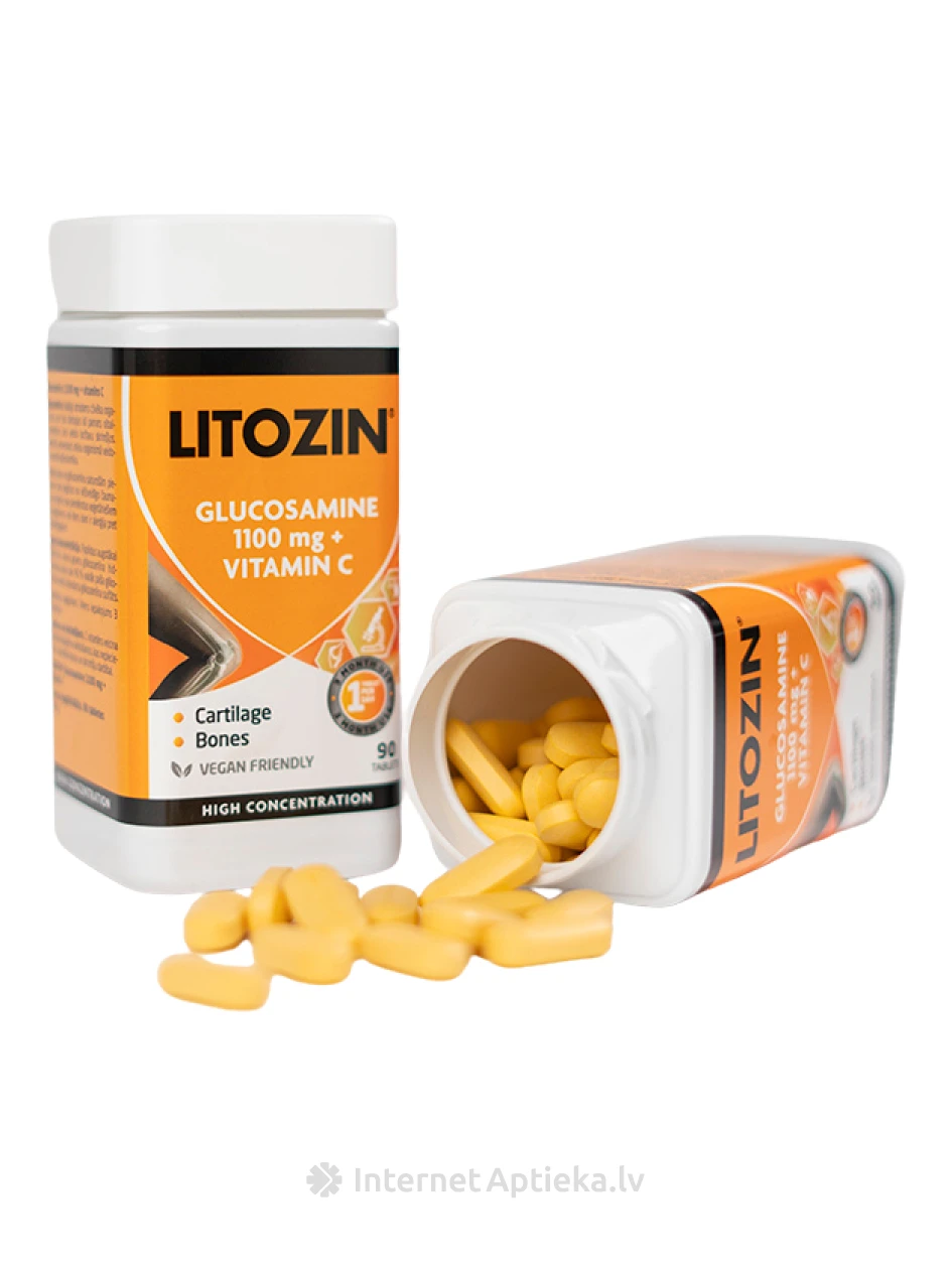 Litozin glükoosamiin 1100mg + C-vitamiin, 90 tabletti | internetaptieka.lv