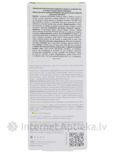 Bioderma Sébium Sensitive krēms jūtīgai ādai, 30 ml | internetaptieka.lv