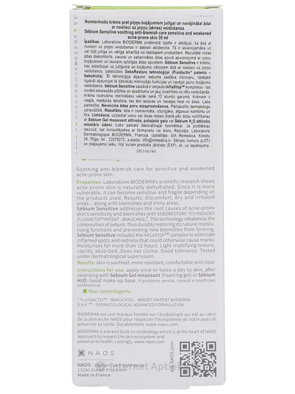 Bioderma Sebium Sensitive крем для чувствительной кожи, 30 мл | internetaptieka.lv