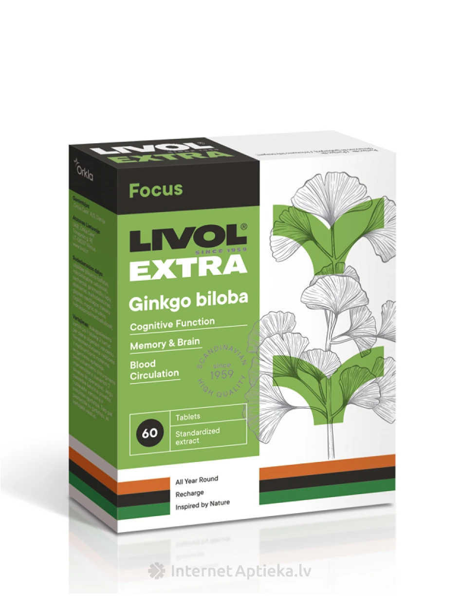 LIVOL EXTRA Ginkgo Biloba, 60 tabletti | internetaptieka.lv