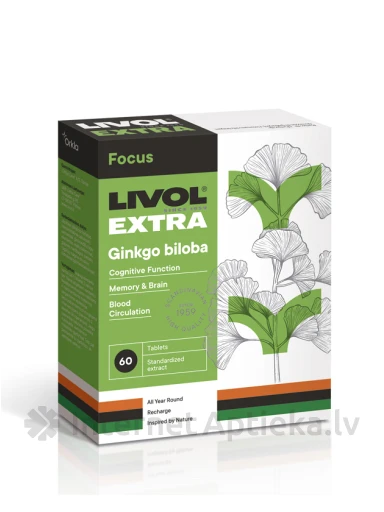Livol Extra Ginkgo Biloba, 60 таблетки | internetaptieka.lv