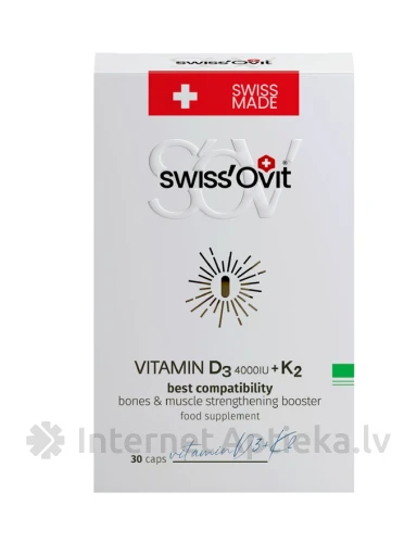 Swiss´Ovit Vitamin D3 4000IU +K2, 30 kapsulas | internetaptieka.lv
