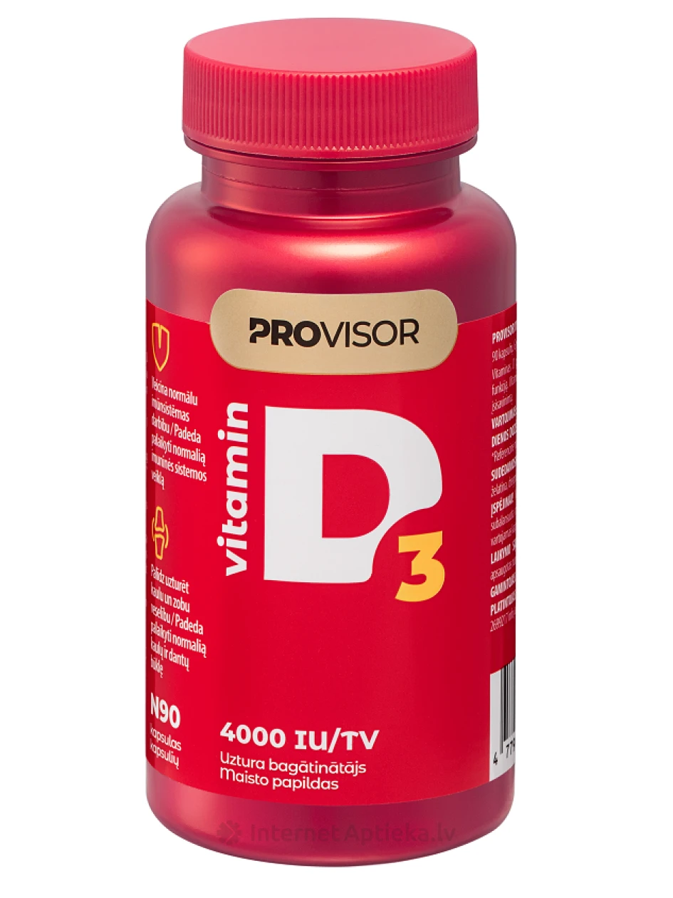 PROVISOR D vitamin 4000, 90 капсул | internetaptieka.lv