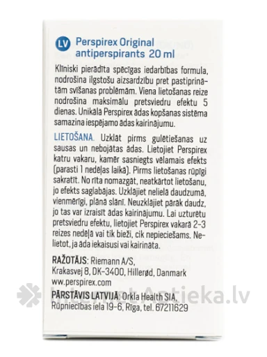 Perspirex Roll-On Original Шариковый антиперспирант, 20 мл | internetaptieka.lv