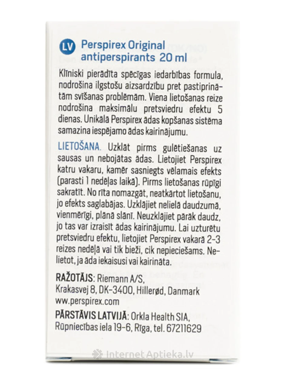 Perspirex Roll-On Original Шариковый антиперспирант, 20 мл | internetaptieka.lv