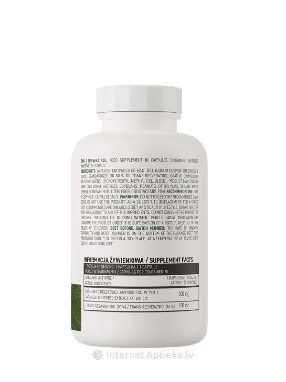 OstroVit Resveratrol VEGE kapsulas, 60 gb. | internetaptieka.lv