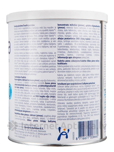 Kabrita 1 Piimasegu kitsepiimast paremaks seedimiseks alates 0 kuust, 400 g | internetaptieka.lv