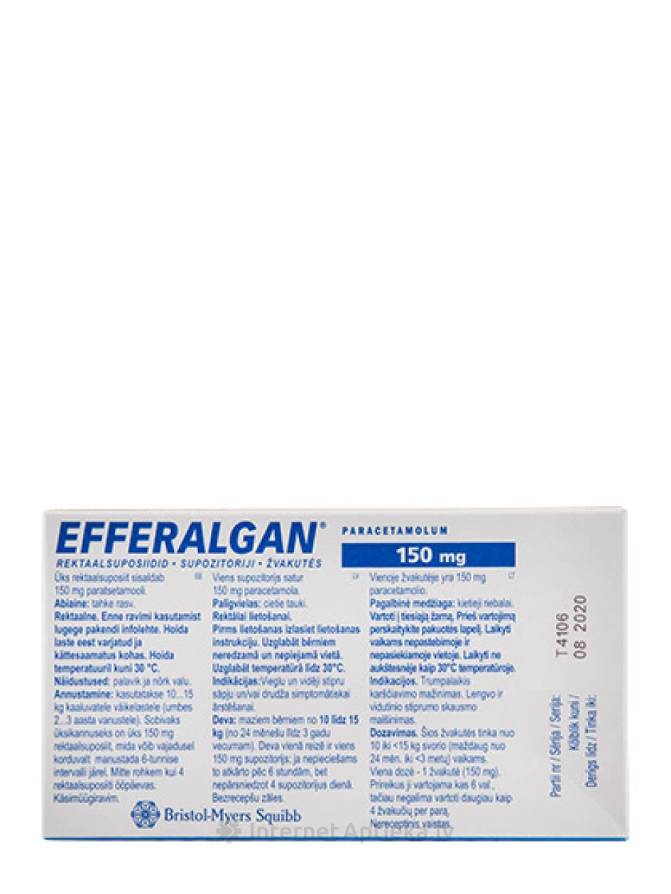Efferalgan 150 mg, 10 suposiiti | internetaptieka.lv