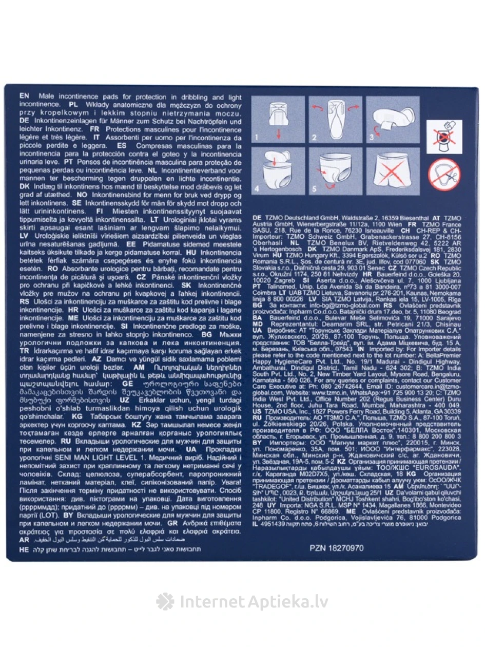 Seni Man Light, level 1 прокладки, 15 шт. | internetaptieka.lv