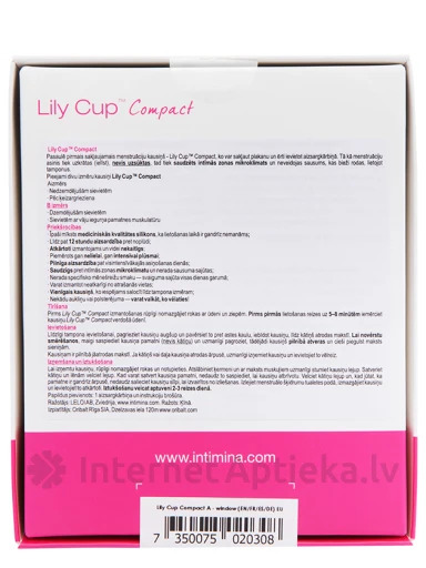 Intimina Lily Cup Compact menstruālā piltuvīte, A izmērs, 1 gb. | internetaptieka.lv