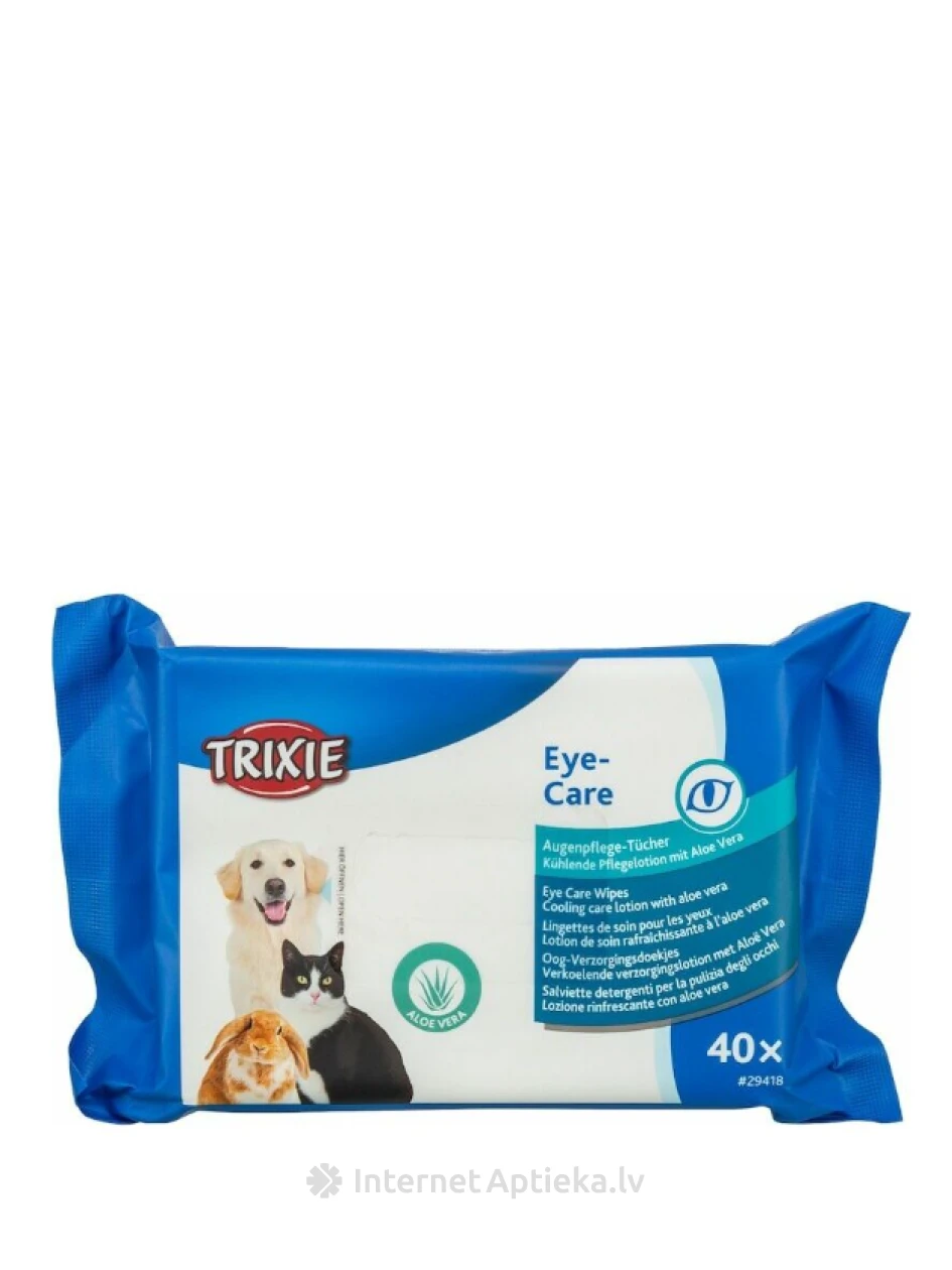 TRIXIE 35 Silmade hoolduslapid niisked salvrätikud loomade silmade hooldamiseks aloe veraga, 40 tk | internetaptieka.lv