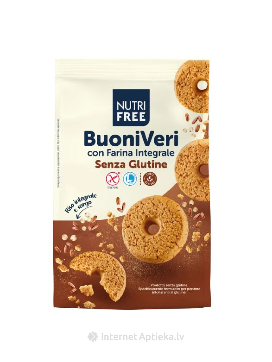 NUTRIFREE BUONI VERI gluteenivabad ümmargused täisteraküpsised, 250 g | internetaptieka.lv