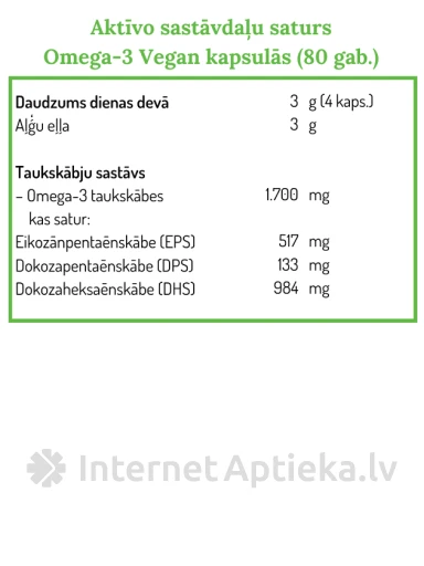 NORSAN OMEGA-3 VEGAN, 80 kapsulas | internetaptieka.lv