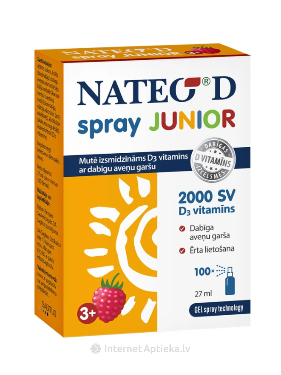 Nateo® D spray JUNIOR D3 vitamiin, 27 ml | internetaptieka.lv