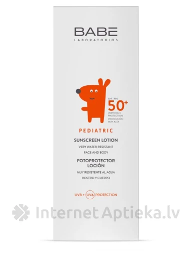 Babē saules aizsarglosjons Pediatric bērniem SPF 50+, 100 ml | internetaptieka.lv