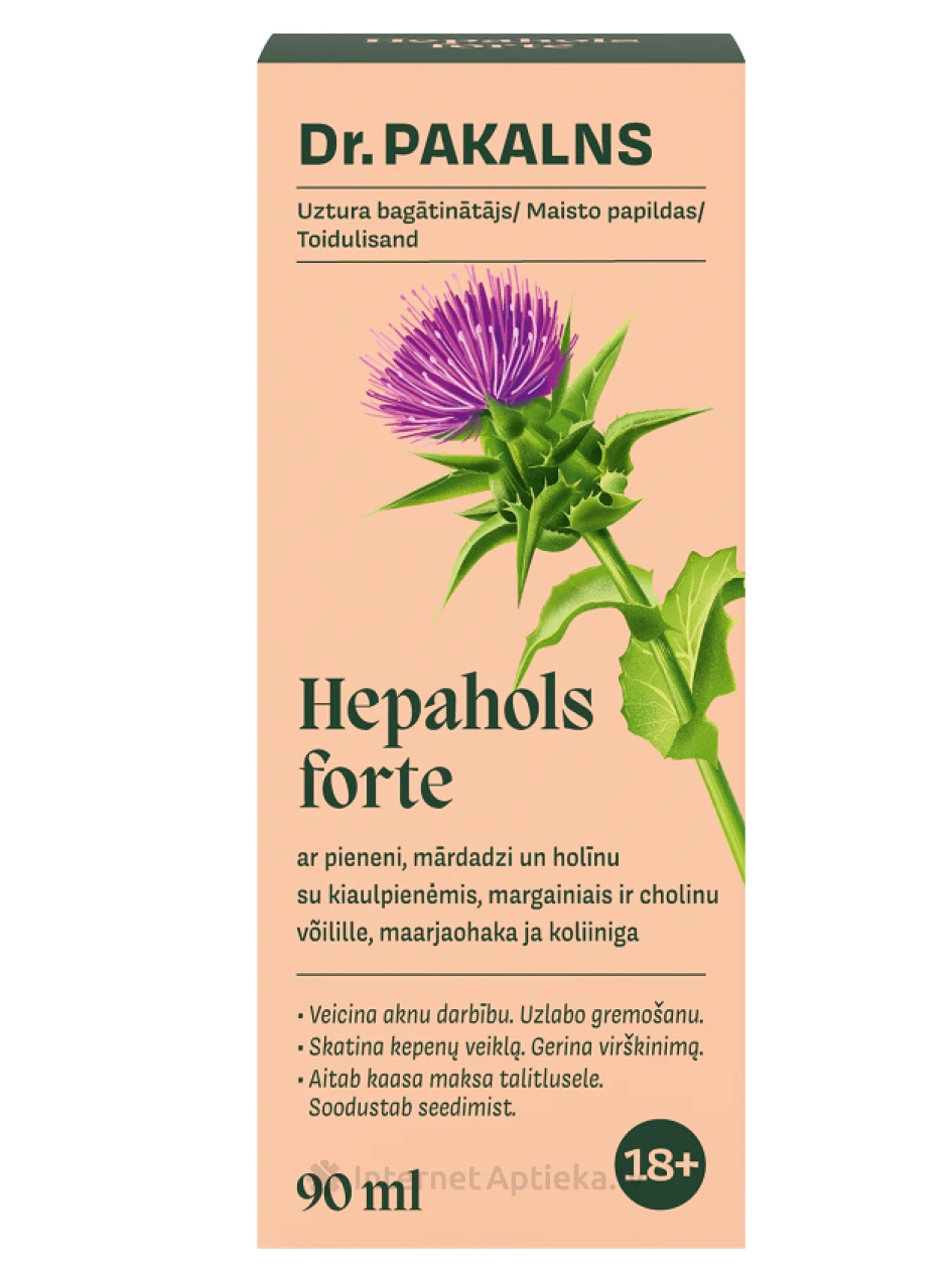 Dr.Pakalns HEPAHOLS FORTE võilille, piimaohaka ja koliiniga, 90 ml | internetaptieka.lv