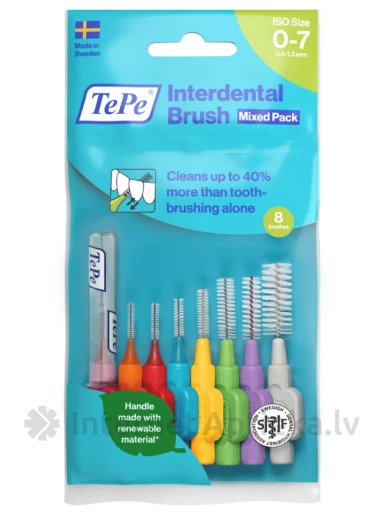 TePe Interdental Brush hambavaheharjade segakomplekt, kõik suurused, 8 tk | internetaptieka.lv