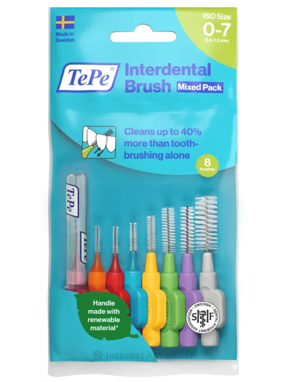 TePe Interdental Brush hambavaheharjade segakomplekt, kõik suurused, 8 tk | internetaptieka.lv