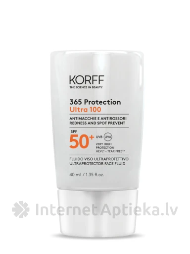 KORFF 365 PROTECTION SPF50+ ULTRA 100 vedelikku, 40 ml | internetaptieka.lv