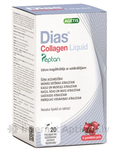 Agetis Dias® Collagen Liquid гранатовый вкус, 4000 мг, 20 пачек | internetaptieka.lv