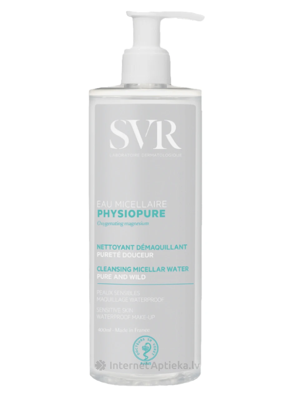 SVR PHYSIOPURE EAU MICELLAIRE micelārais ūdens dekoratīvās kosmētikas notīrīšanai, 400 ml | internetaptieka.lv