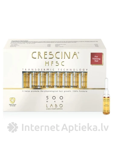 CRESCINA TRANSDERMIC HFSC ampulas VĪRIEŠIEM, intensitāte 500, 20 ampulas | internetaptieka.lv