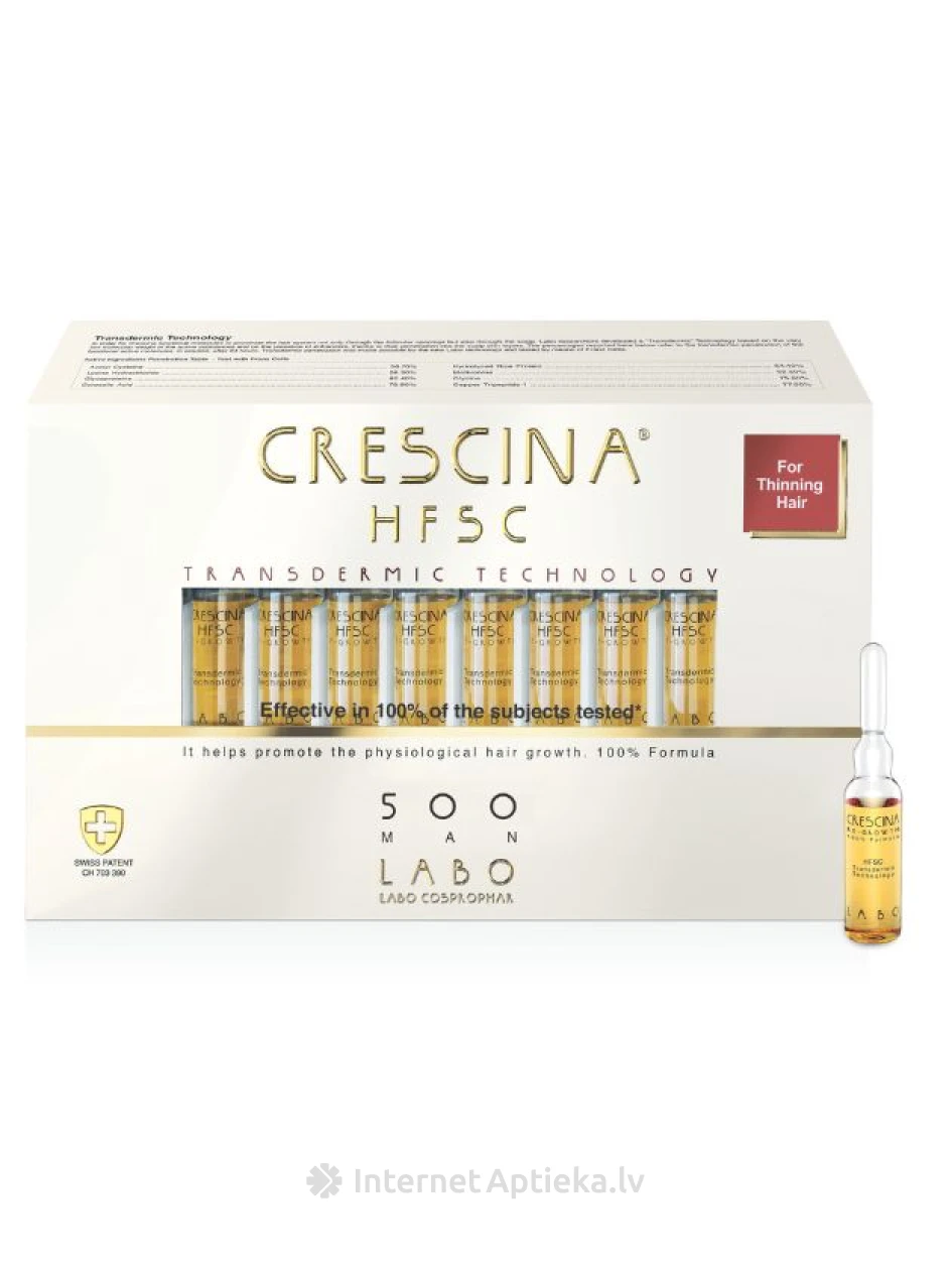 CRESCINA TRANSDERMIC HFSC ampullid MEESTELE, intensiivsus 500 | internetaptieka.lv