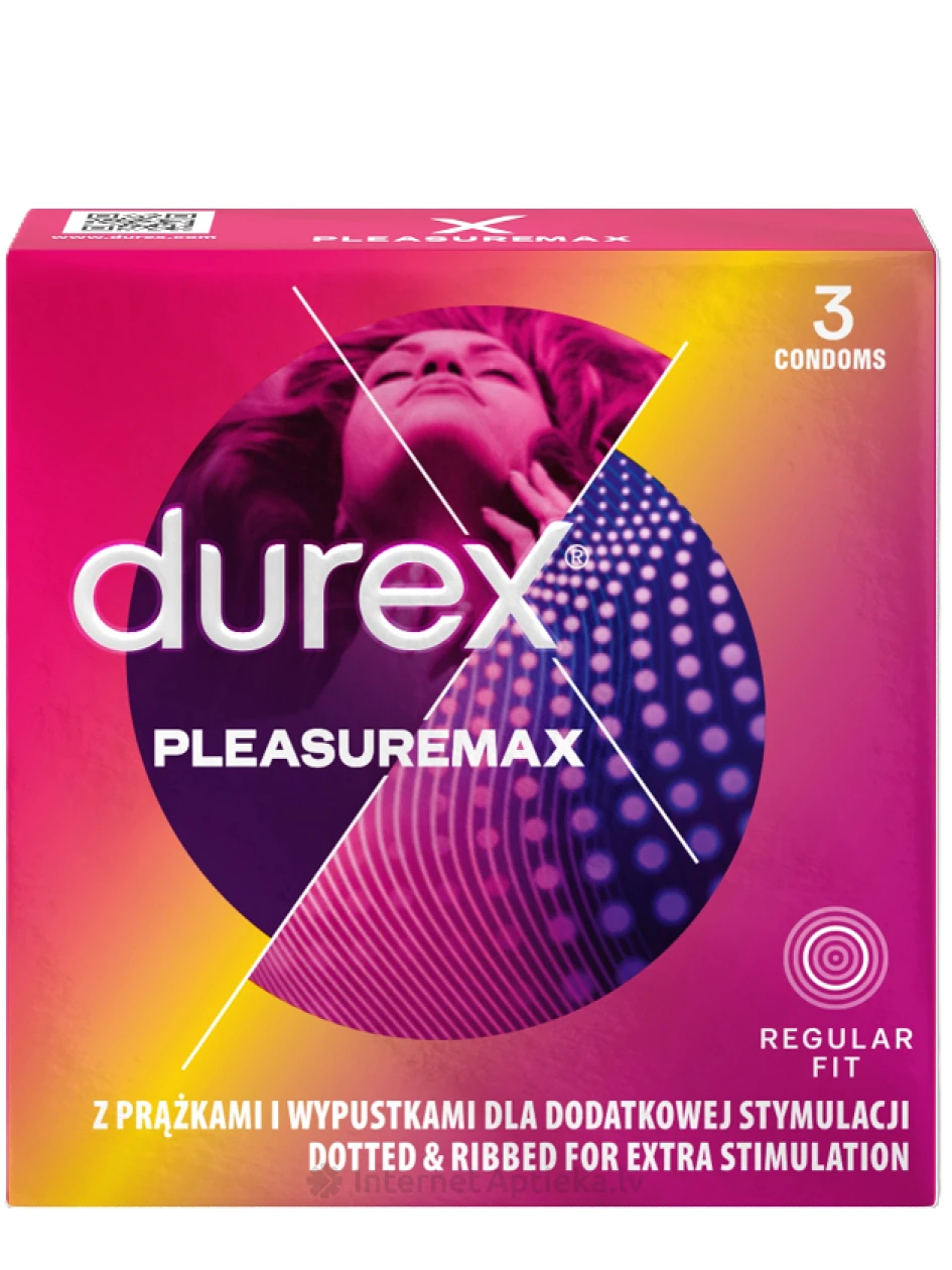 Prezervatīvi Durex Pleasuremax, 3 gb. | internetaptieka.lv