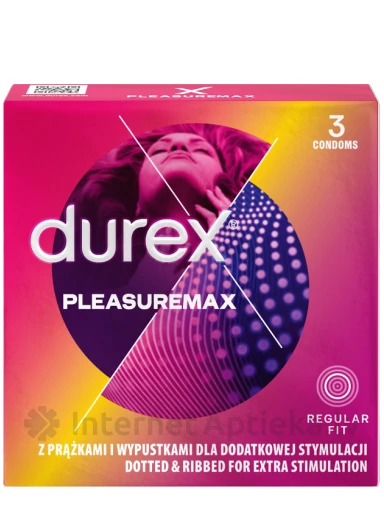 Prezervatīvi Durex Pleasuremax, 3 gb. | internetaptieka.lv